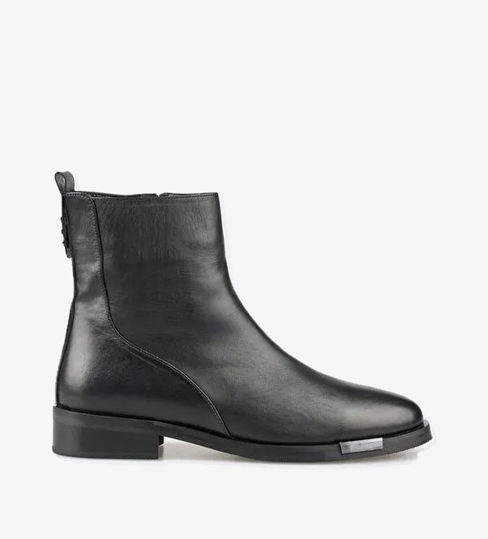 Siyah Deri Kadın Klasik Bot - Görsel 1