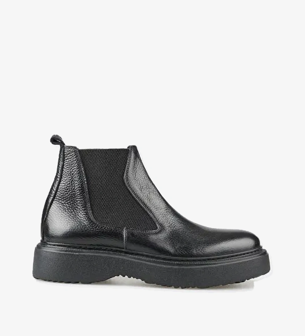 Siyah Deri Erkek Günlük Bot - Görsel 1