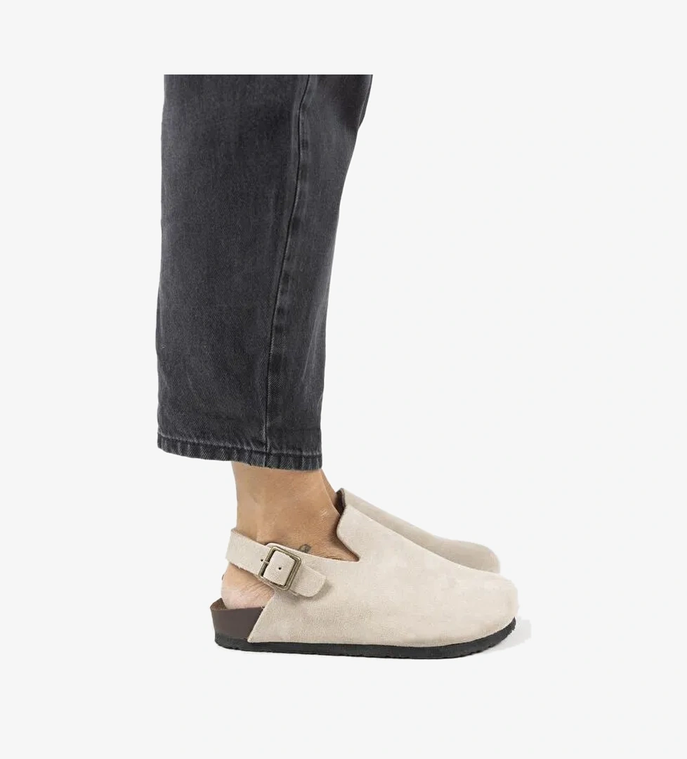 Manijero Bej Kadın Süet Sandalet MNJ.142.04 - Görsel 1