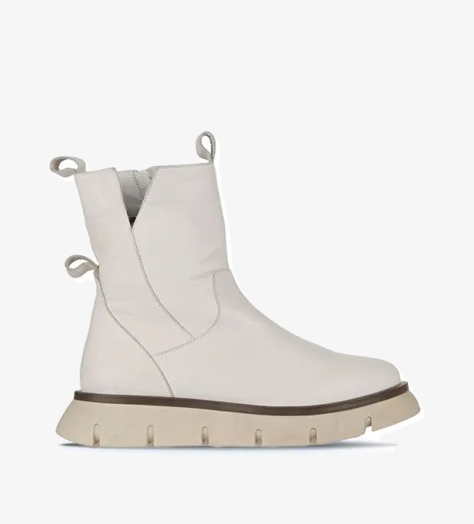 Bueno Shoes Bej Deri Kadın Dolgu Topuklu Bot 01wz1504 - Görsel 1