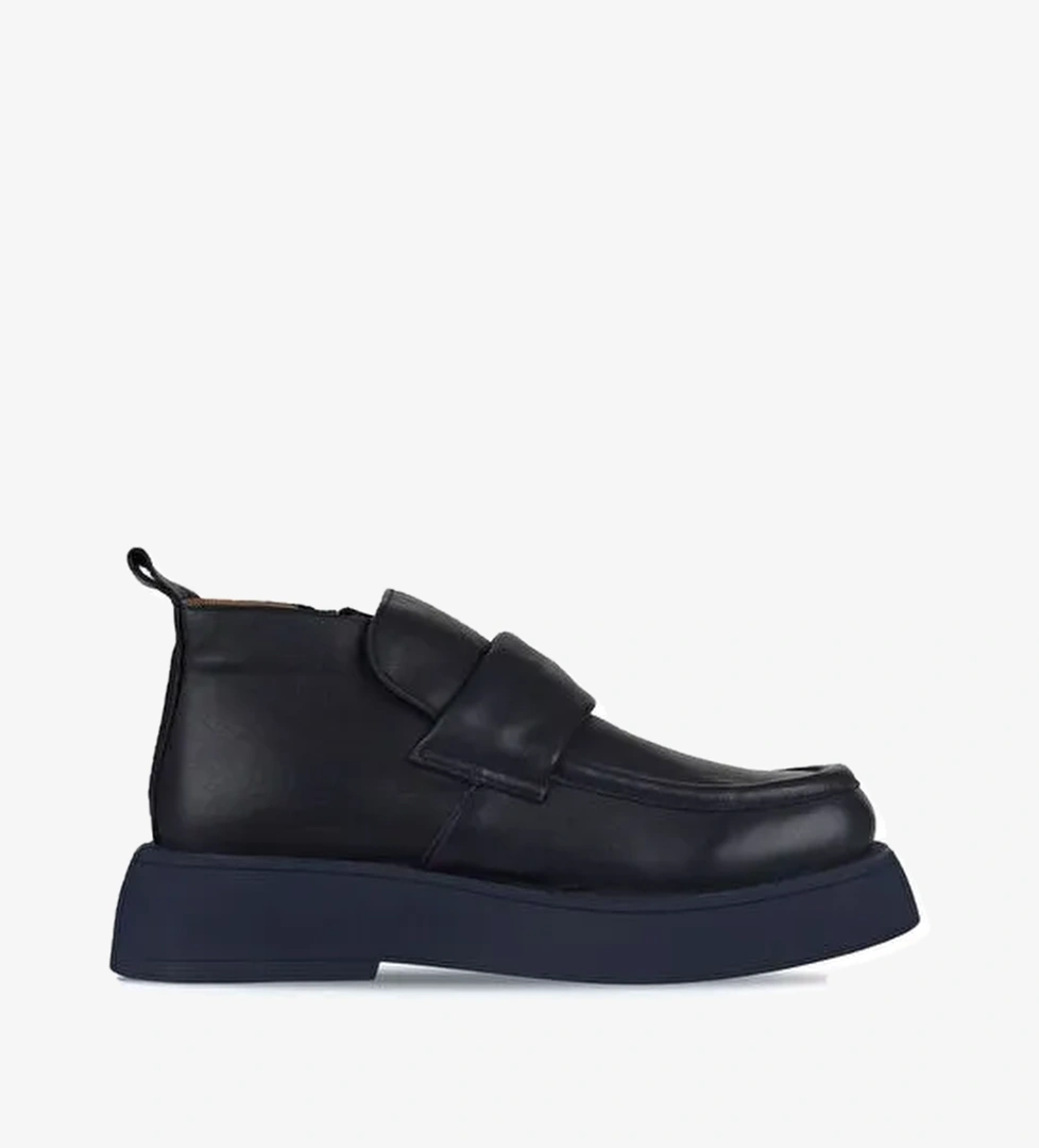 Bueno Shoes Lacivert Deri Kadın Düz Bot 01wz6402 - Görsel 1