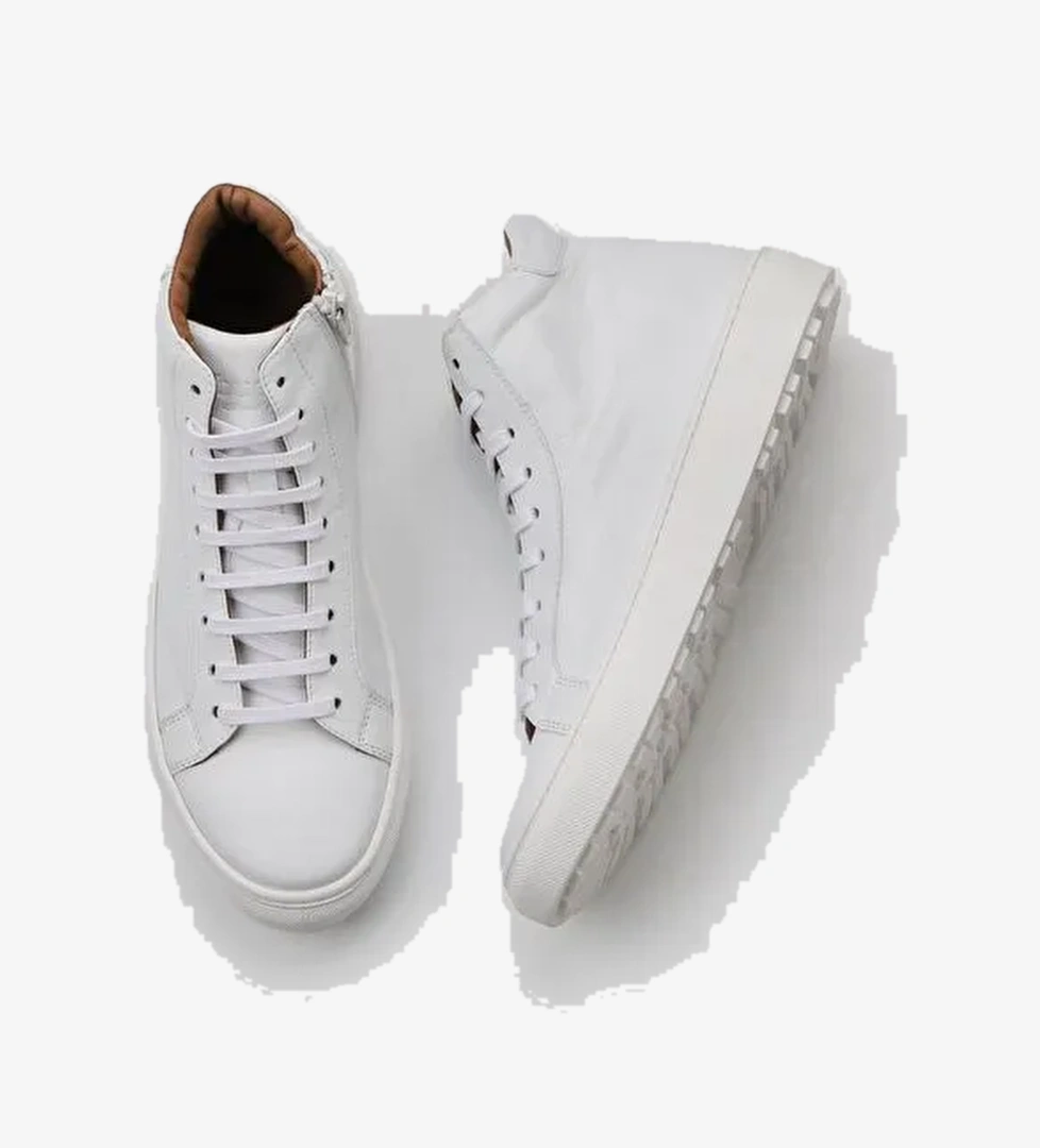 Bueno Shoes Beyaz Deri Kadın Düz Bot 01wz7700 - Görsel 1