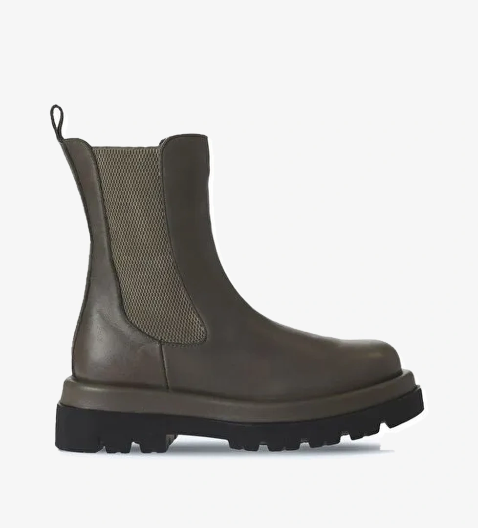 Bueno Shoes Haki Deri Kadın Düz Bot 01wv1007 - Görsel 1