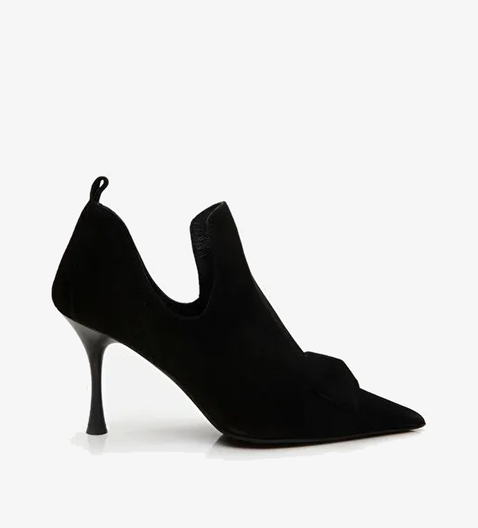 Hakiki Deri Siyah Kadın Topuklu Bot - Görsel 1