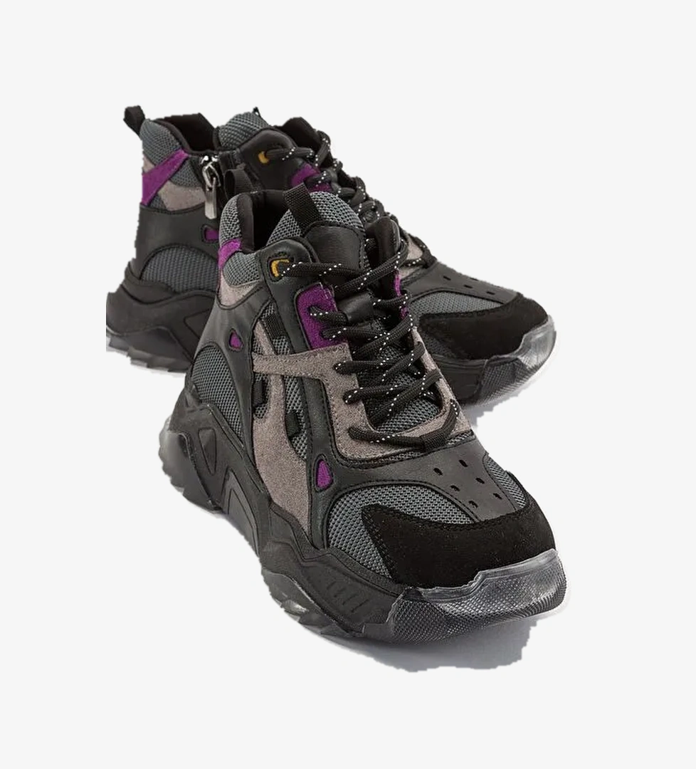 LOWEL Siyah-Mor Kadın Spor Bot - Görsel 1
