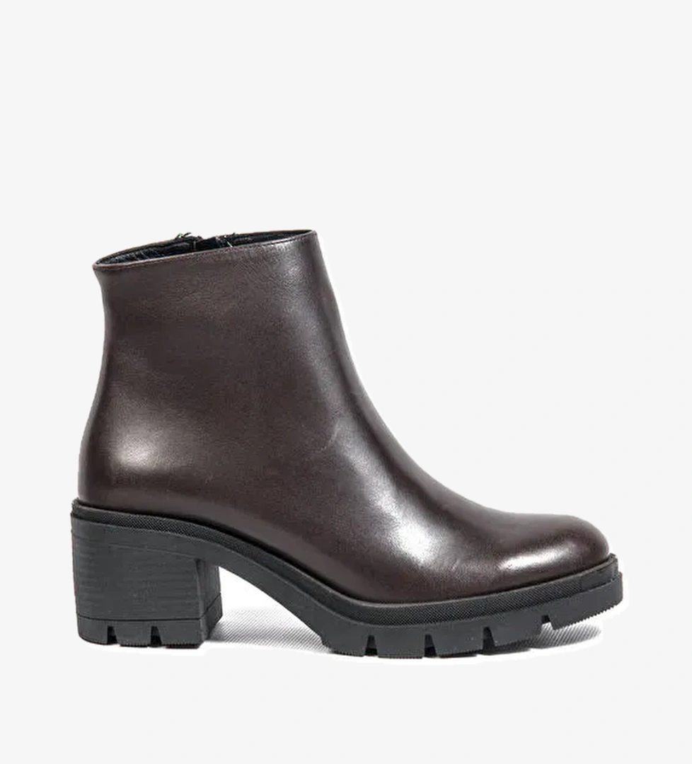 Bulldozer Kahverengi Kadın Deri Topuklu Bot BUL-250566 - Görsel 1