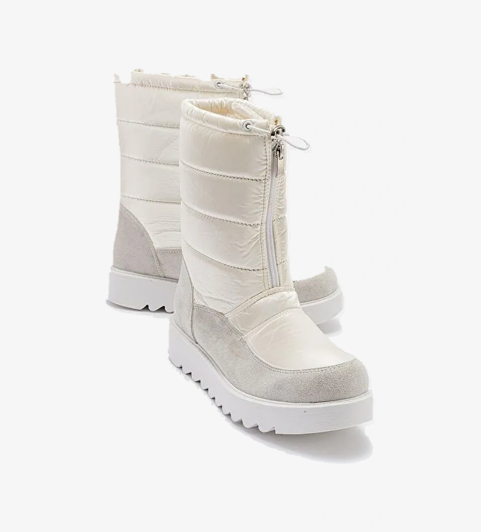 VAY Beyaz Fermuarlı Kadın Kar Botu - Görsel 1