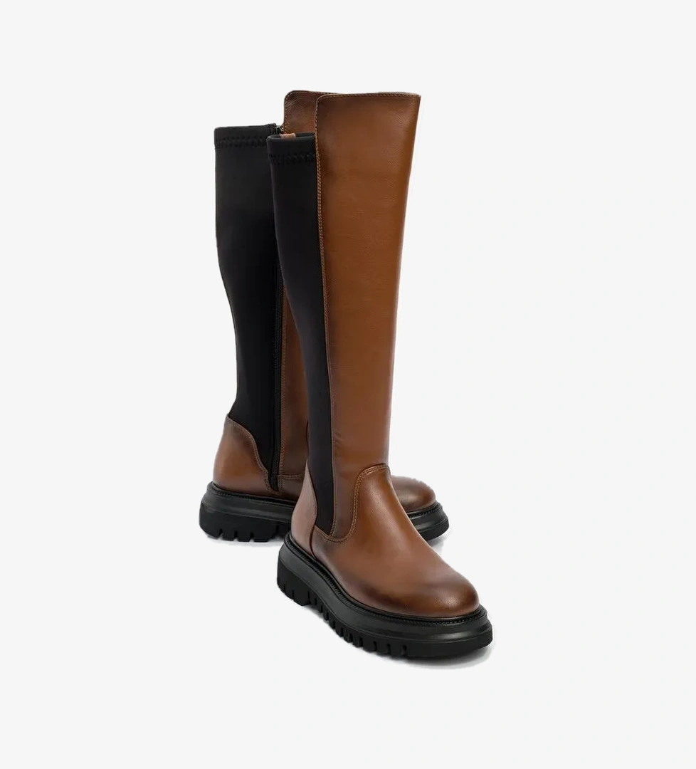 SHADOW Taba Streç Detaylı Kadın Çizme - Görsel 1