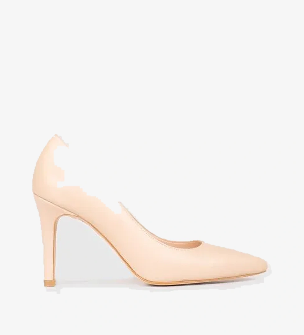 Hakiki Deri Jurdan Tabanlı Bej Kadın İnce Topuklu Stiletto - Görsel 1