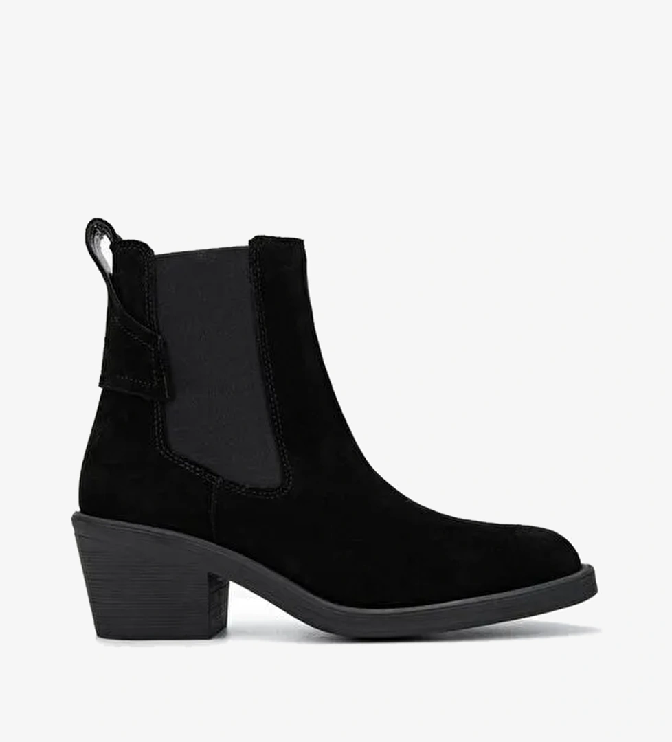Valmenti Kadın Hakiki Deri Siyah Süet Casual Bot - Görsel 1