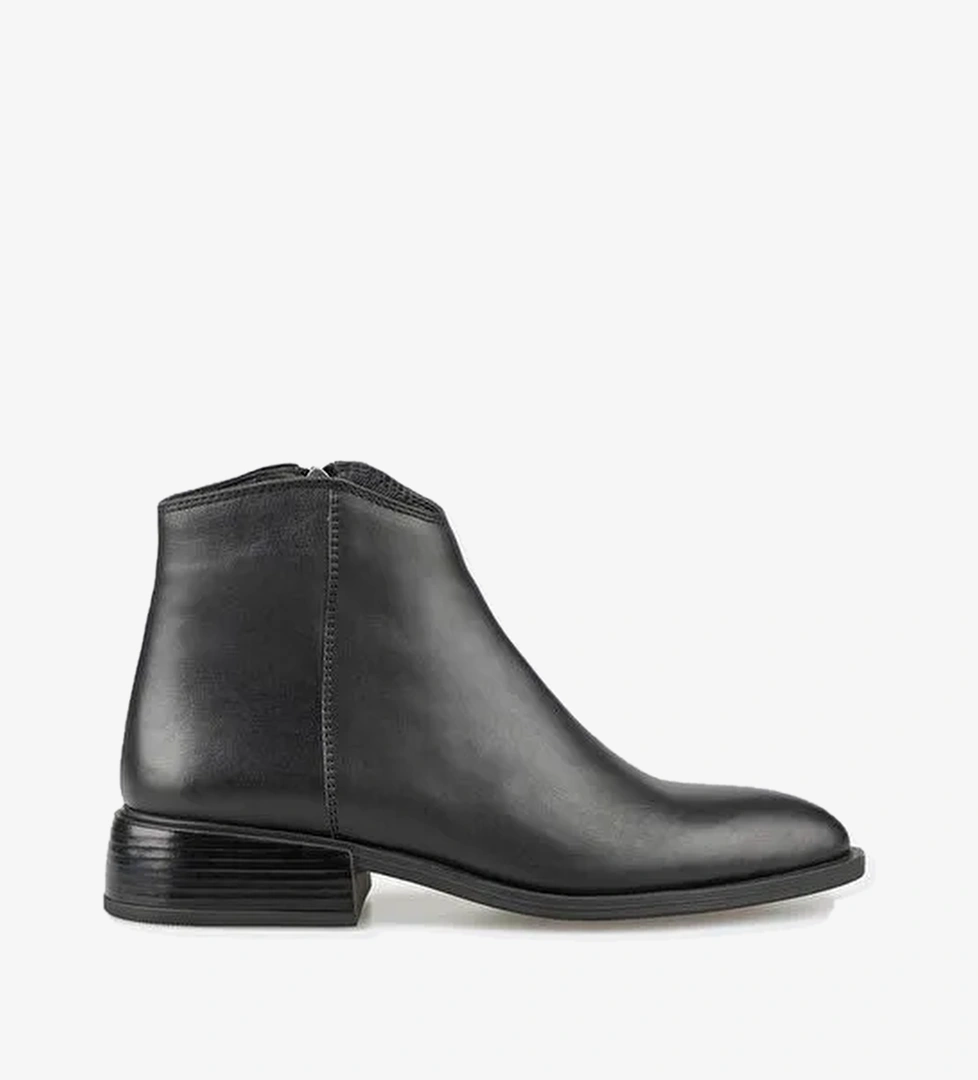 Siyah Deri Kadın Klasik Bot - Görsel 1