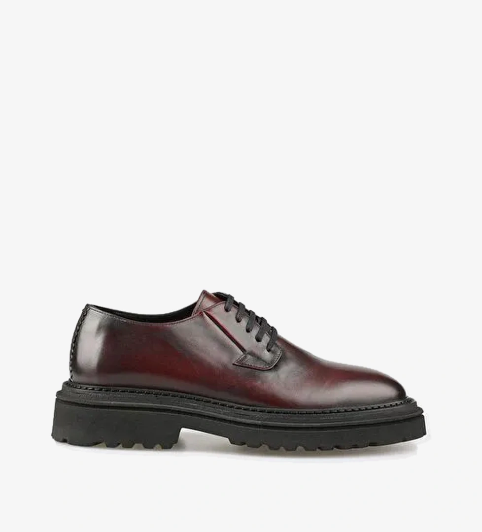 Bordo Deri Erkek Günlük Ayakkabı - Görsel 1