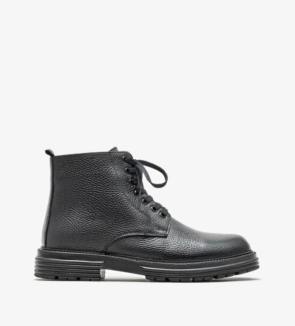 Siyah Deri Erkek Günlük Bot - Görsel 1
