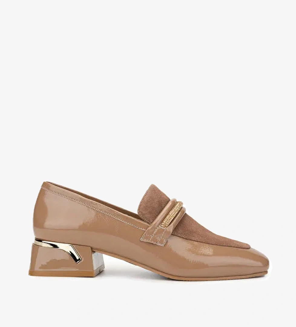 Tamer Tanca Kadın Hakiki Deri Nude Rugan Topuklu Ayakkabı - Görsel 1