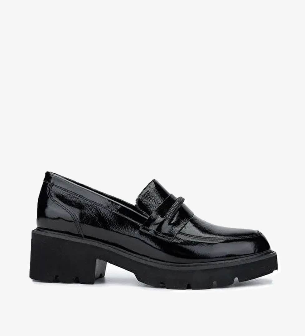 Tamer Tanca Kadın Hakiki Deri Siyah Rugan Loafer Ayakkabı - Görsel 1