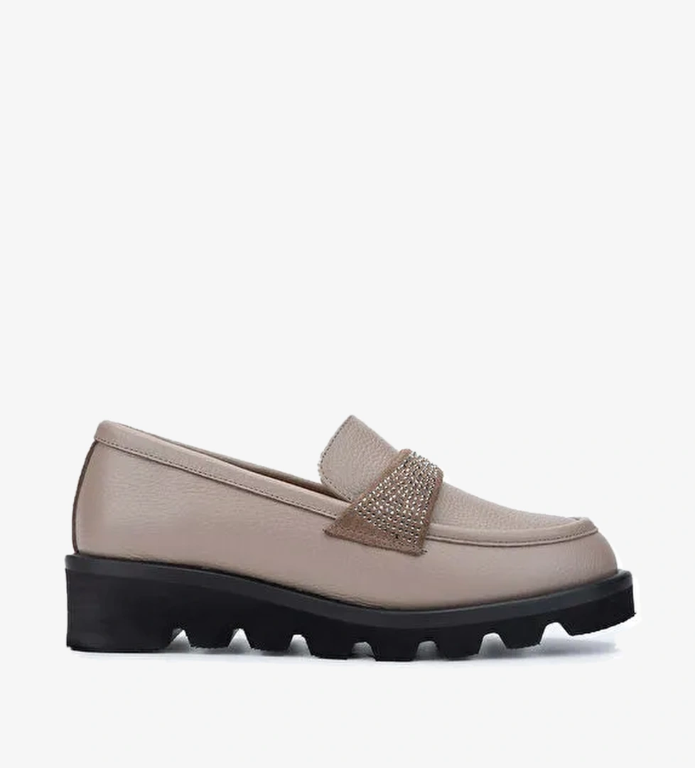 Tamer Tanca Kadın Hakiki Deri Vizon Floter Loafer Ayakkabı - Görsel 1