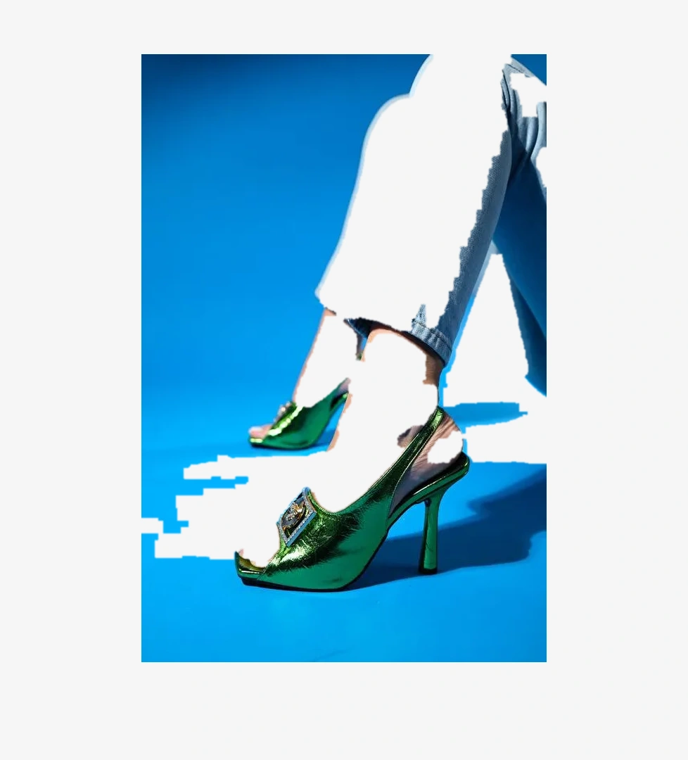 OLNEY Yeşil Kadın Topuklu Ayakkabı - Görsel 1