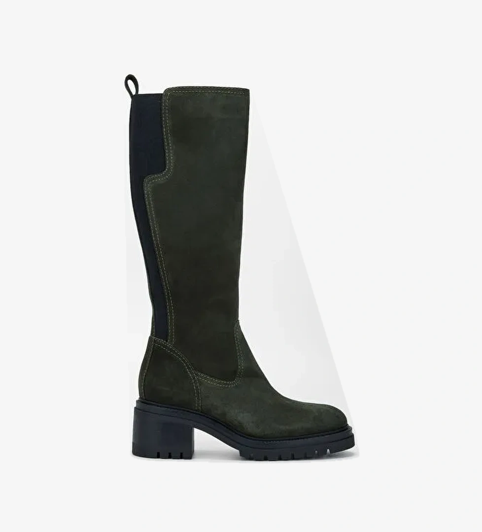 Valmenti Kadın Haki Süet Hakiki Deri Çizme - Görsel 1