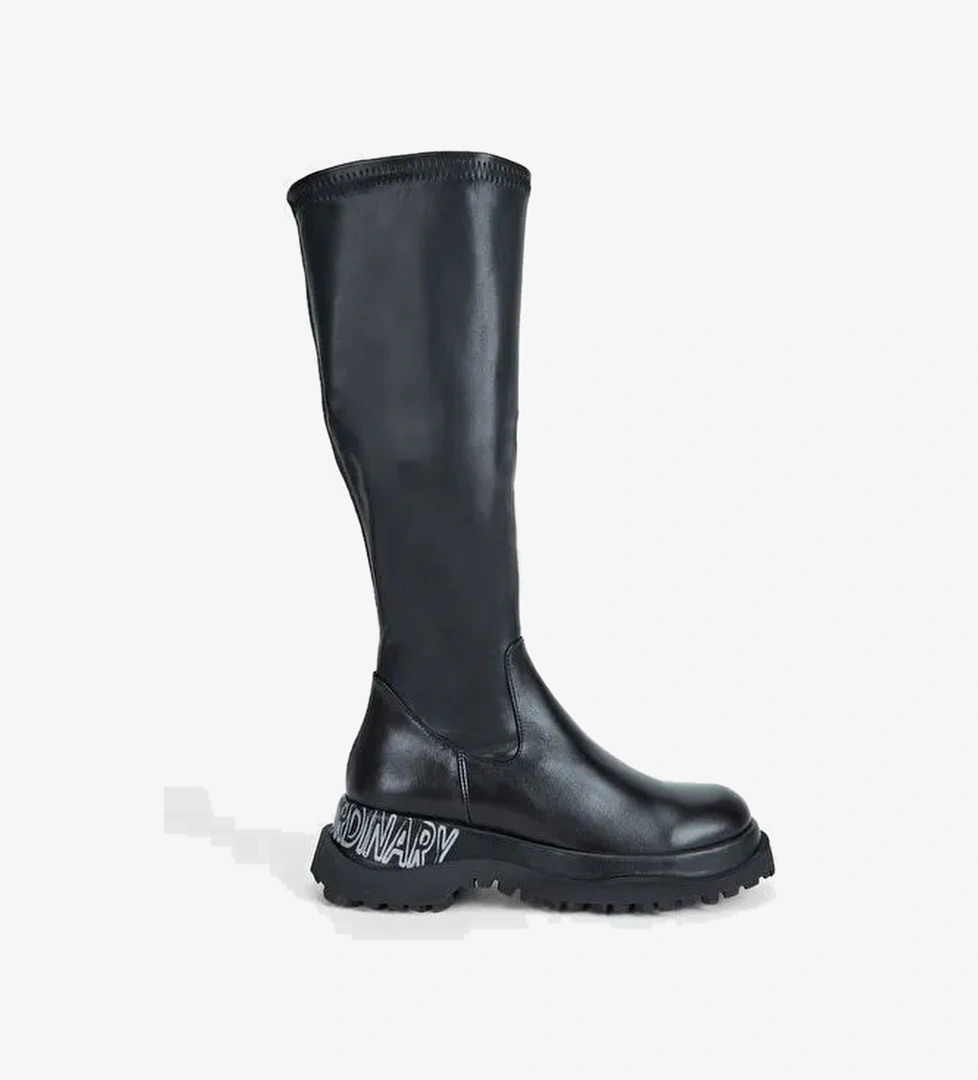 Valmenti Kadın Siyah Hakiki Deri Çizme - Görsel 1