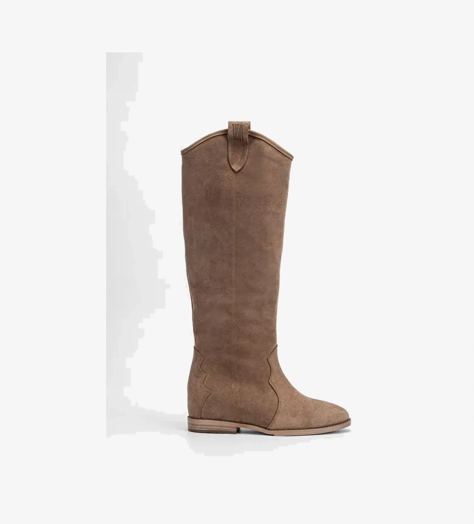 Valmenti Kadın Tütün Süet Hakiki Deri Çizme - Görsel 1