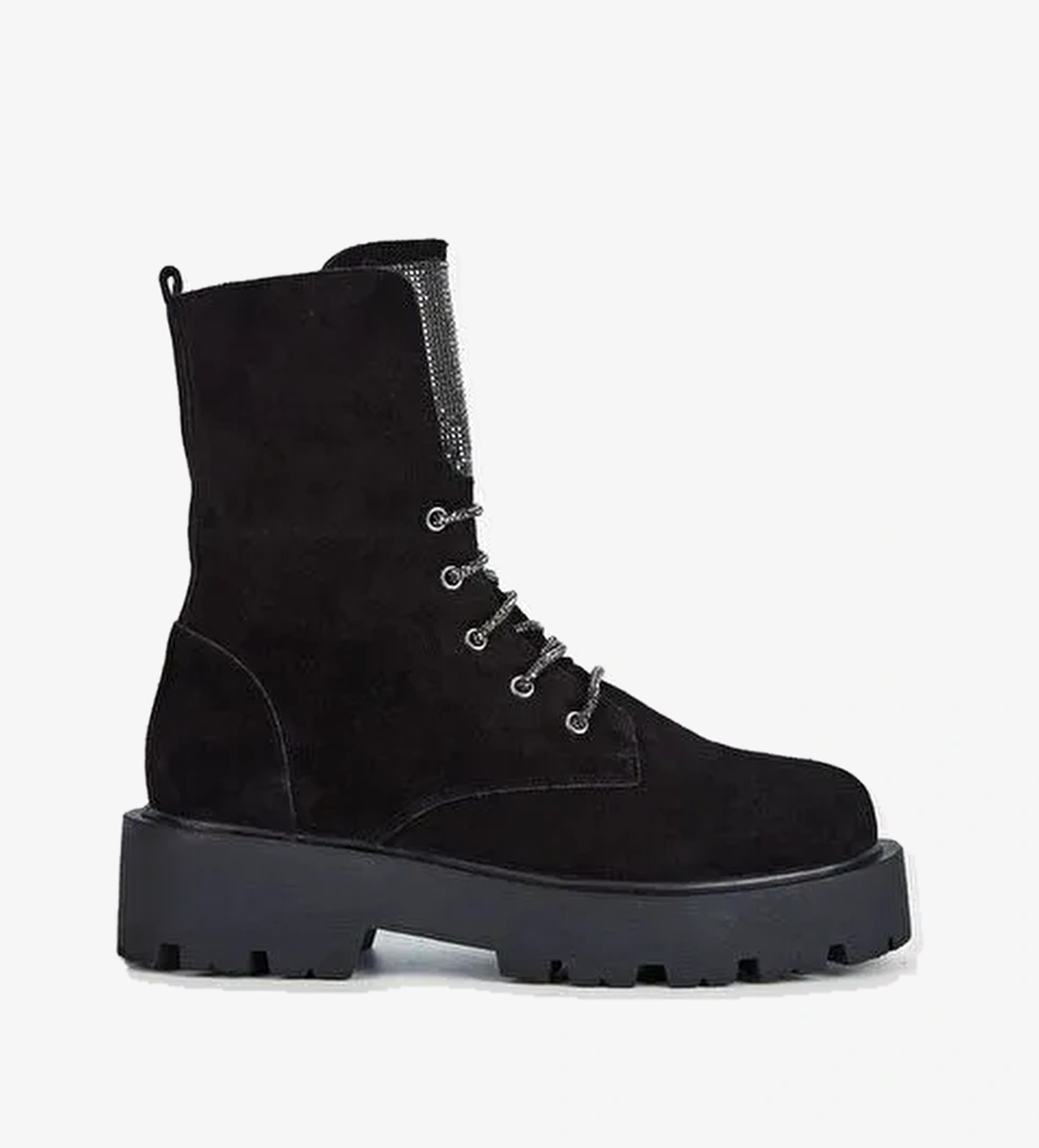 Valmenti Nagy Kadın Siyah Süet Hakiki Deri Casual Bot - Görsel 1