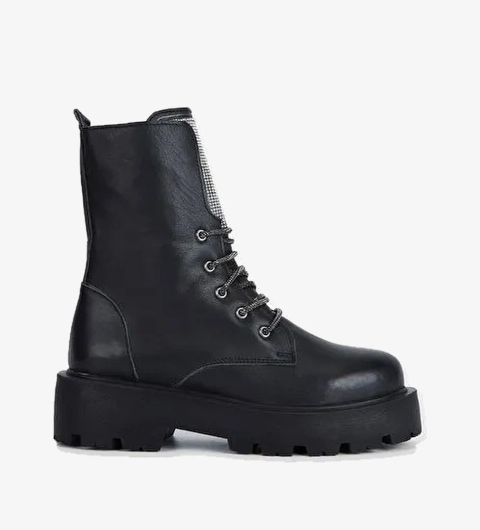 Valmenti Nagy Kadın Siyah Hakiki Deri Casual Bot - Görsel 1