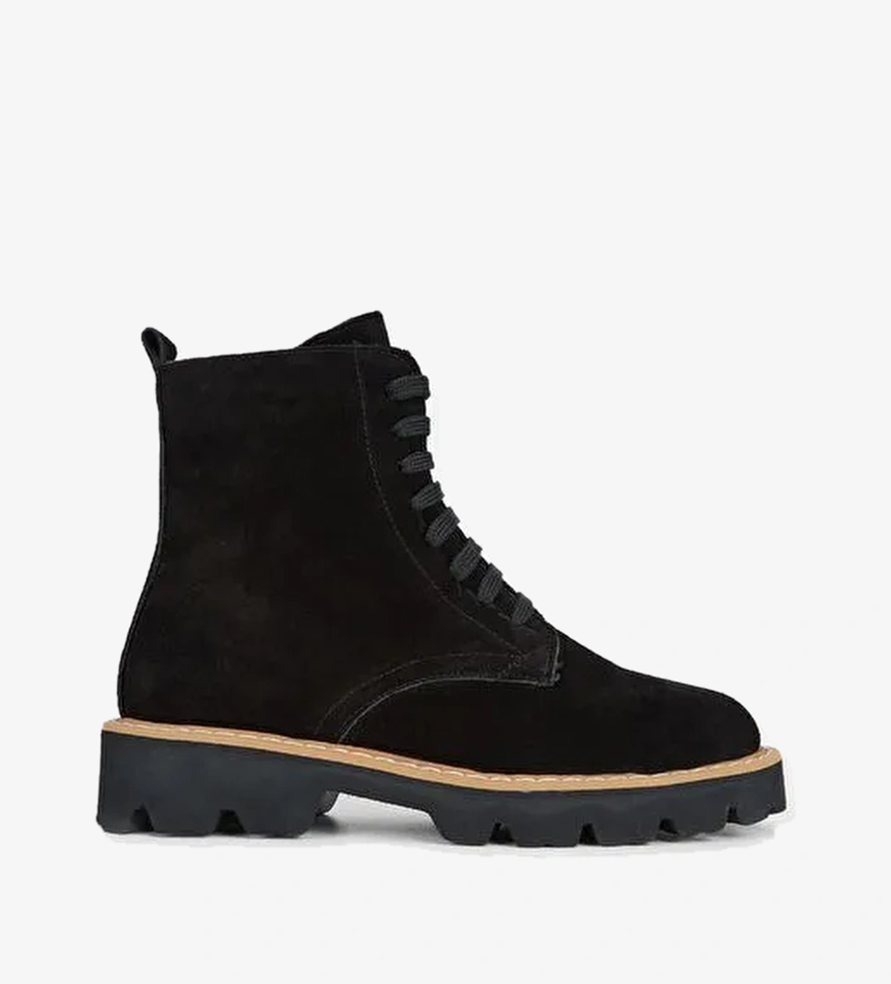 Valmenti Kadın Siyah Süet Hakiki Deri Casual Bot - Görsel 1