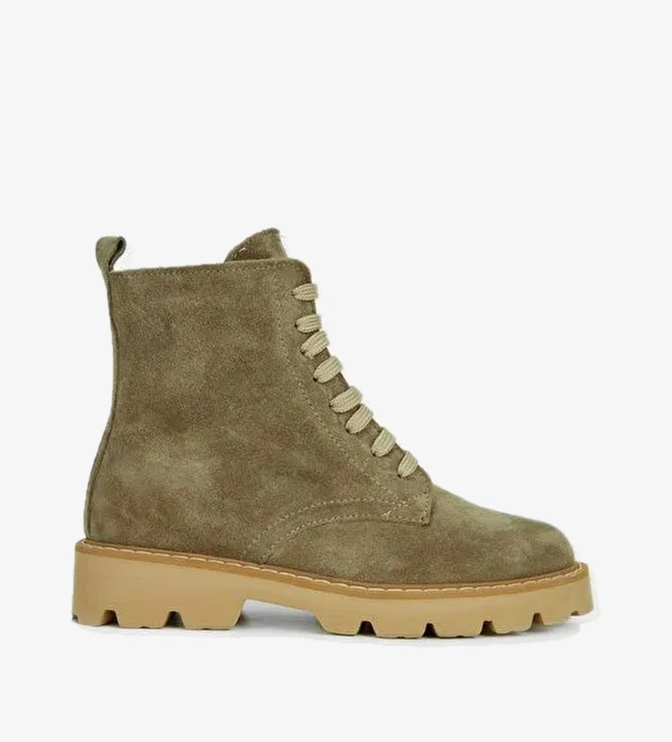 Valmenti Kadın Bej Süet Hakiki Deri Casual Bot - Görsel 1