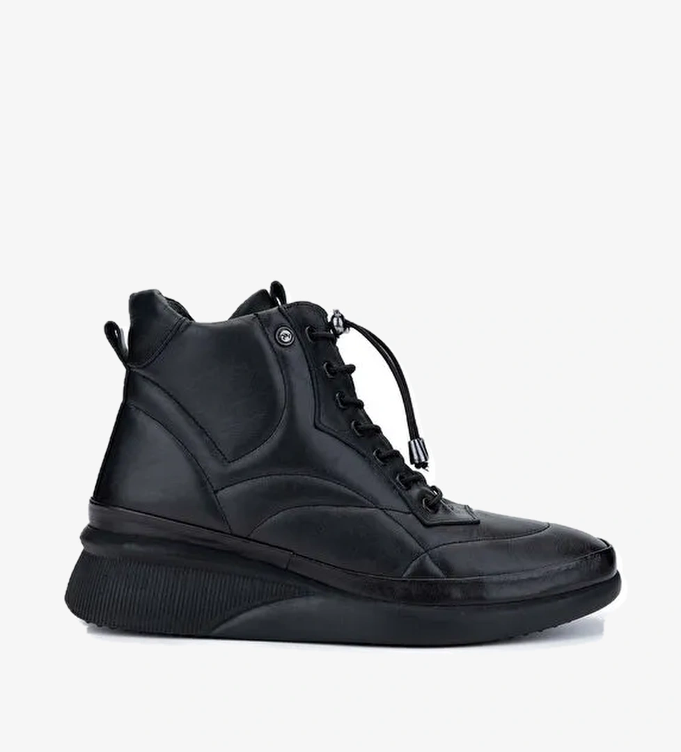 Tamer Tanca Kadın Hakiki Deri Siyah Deri Casual Bot - Görsel 1