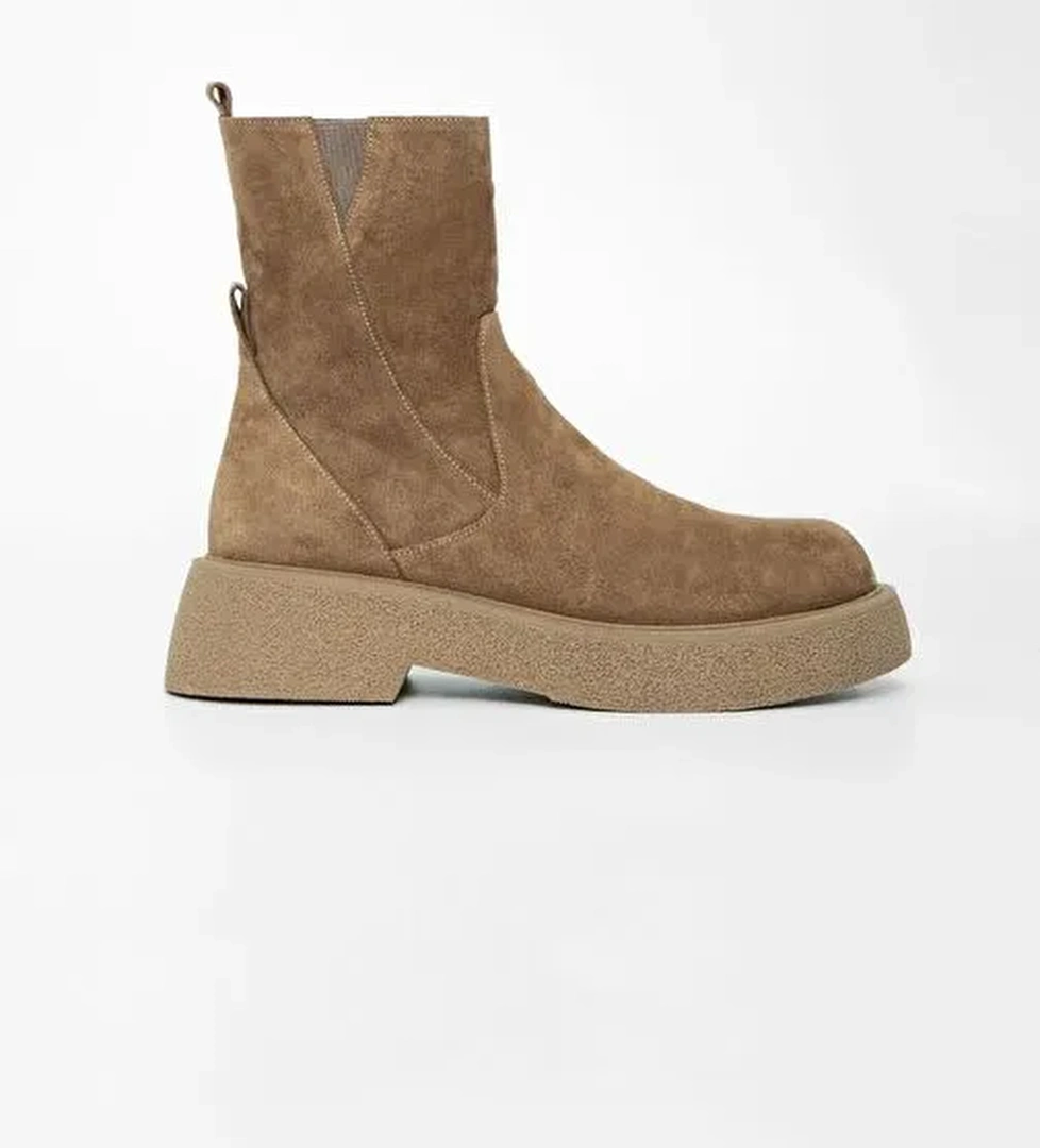 Valmenti Kadın Vizon Süet Hakiki Deri Casual Bot