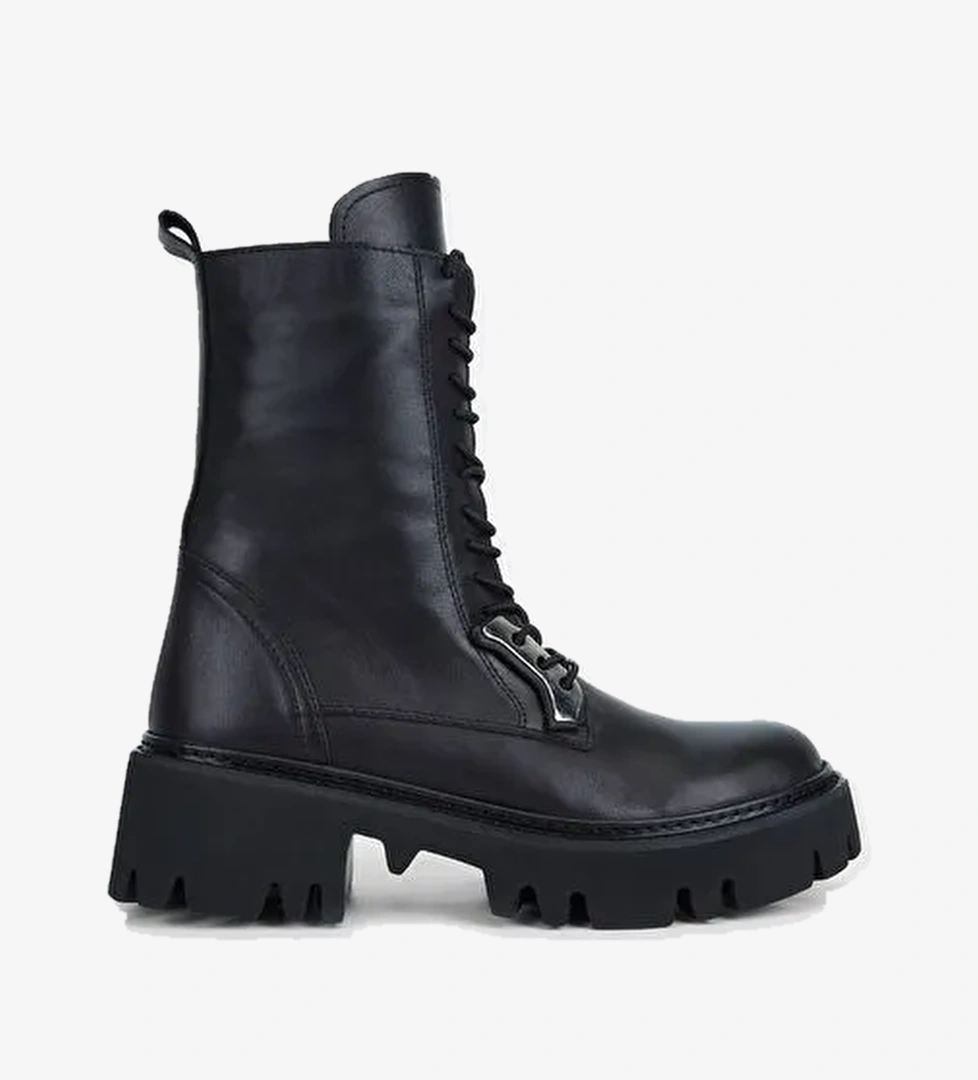 Valmenti Chic Kadın Siyah Hakiki Deri Casual Bot - Görsel 1