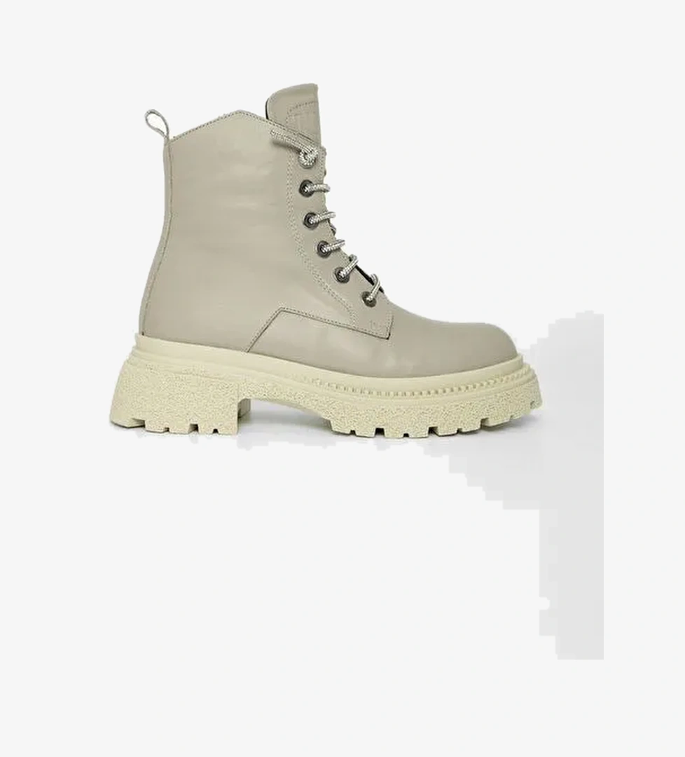 Valmenti Kadın Bej Hakiki Deri Casual Bot - Görsel 1