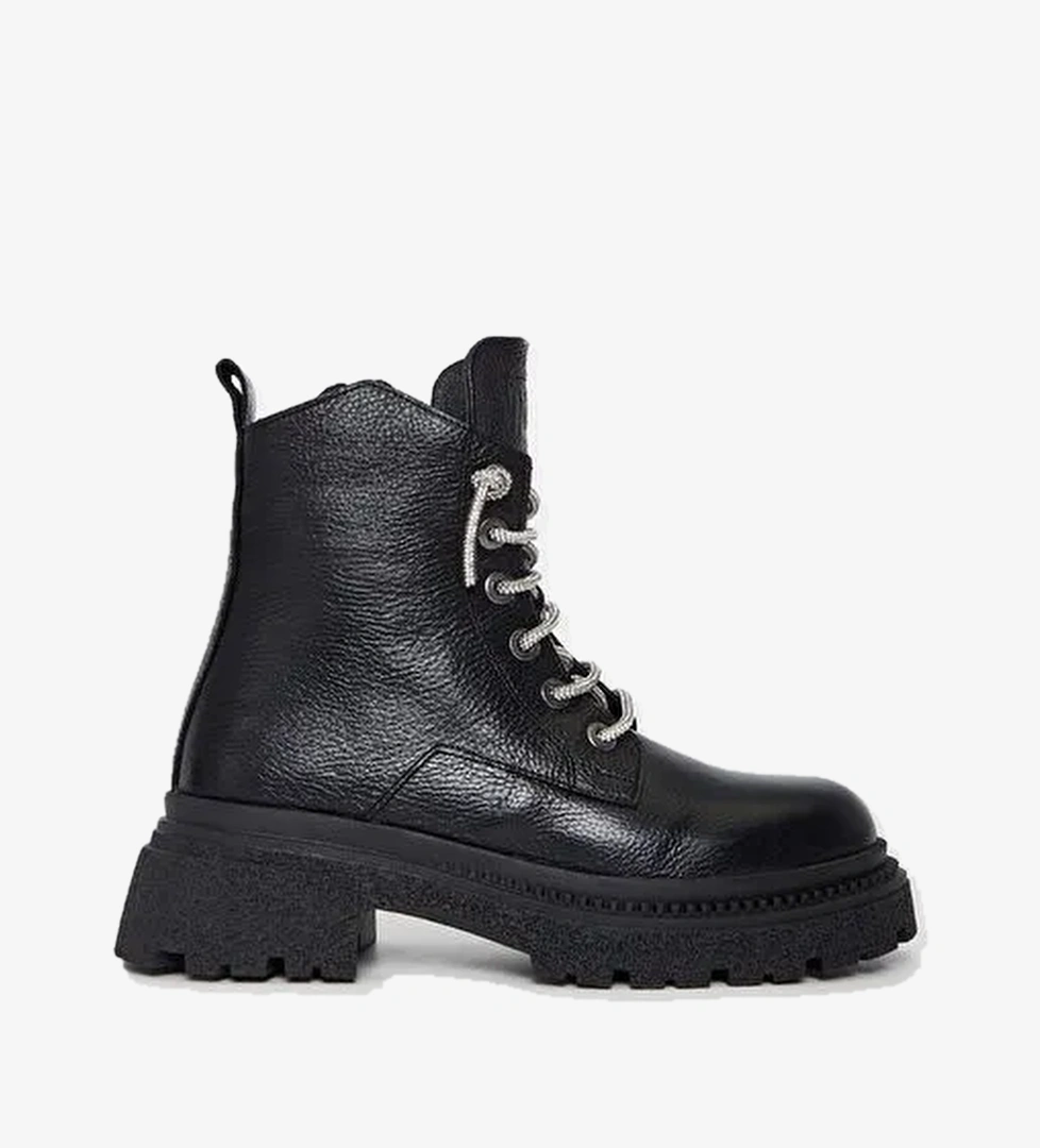 Valmenti Kadın Siyah Hakiki Deri Casual Bot - Görsel 1