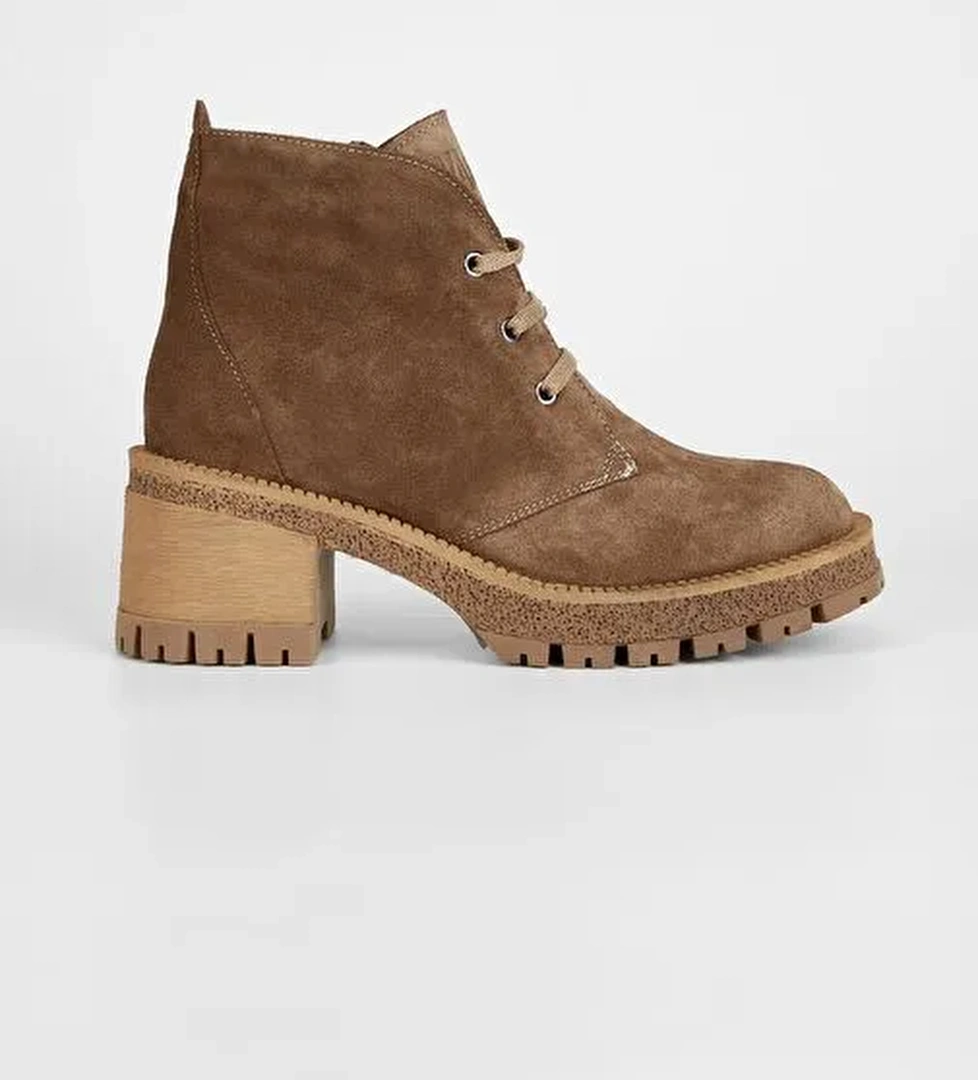 Valmenti Kadın Tütün Süet Hakiki Deri Casual Bot - Görsel 1