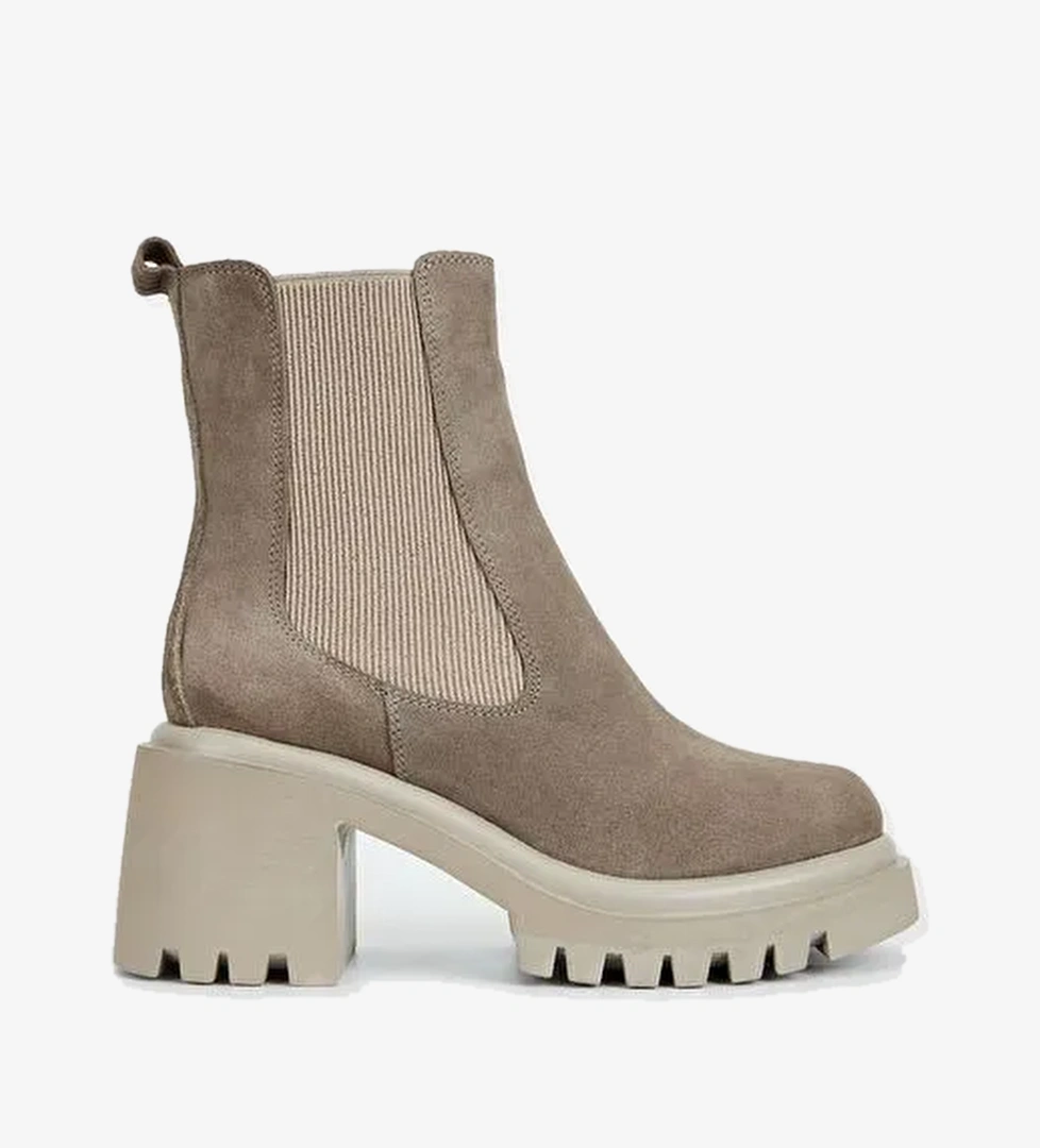 Valmenti Kadın Bej Süet Hakiki Deri Casual Bot - Görsel 1