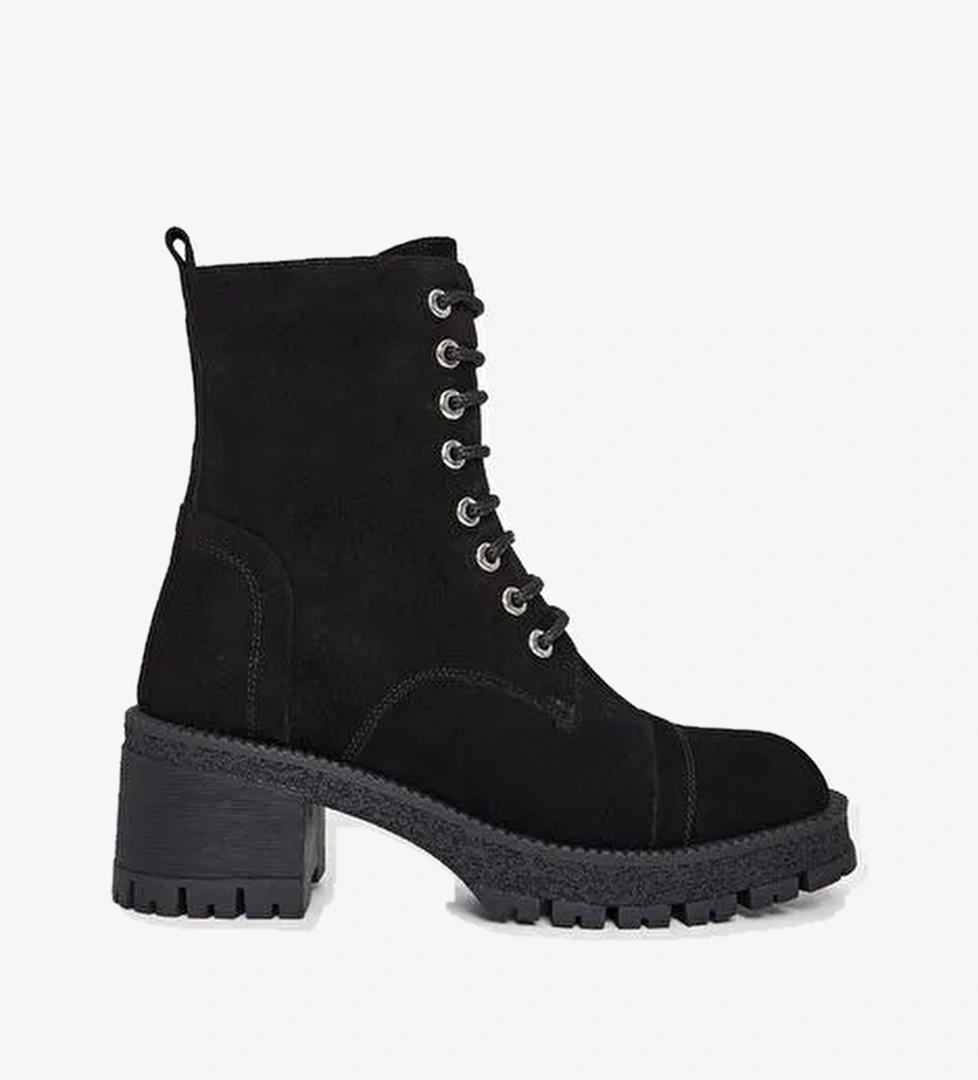 Valmenti Kadın Siyah Süet Hakiki Deri Casual Bot - Görsel 1