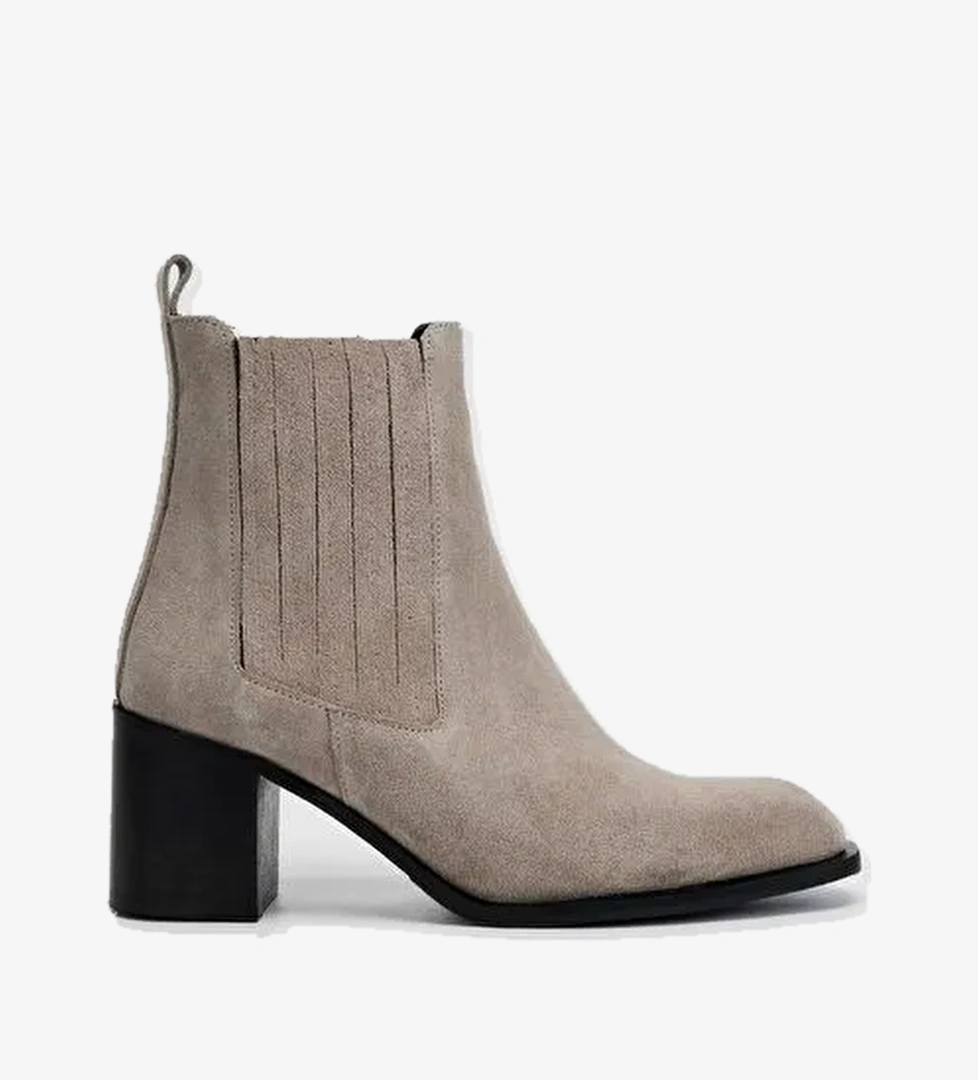 Valmenti Kadın Sampanya süet Hakiki Deri Casual Bot - Görsel 1