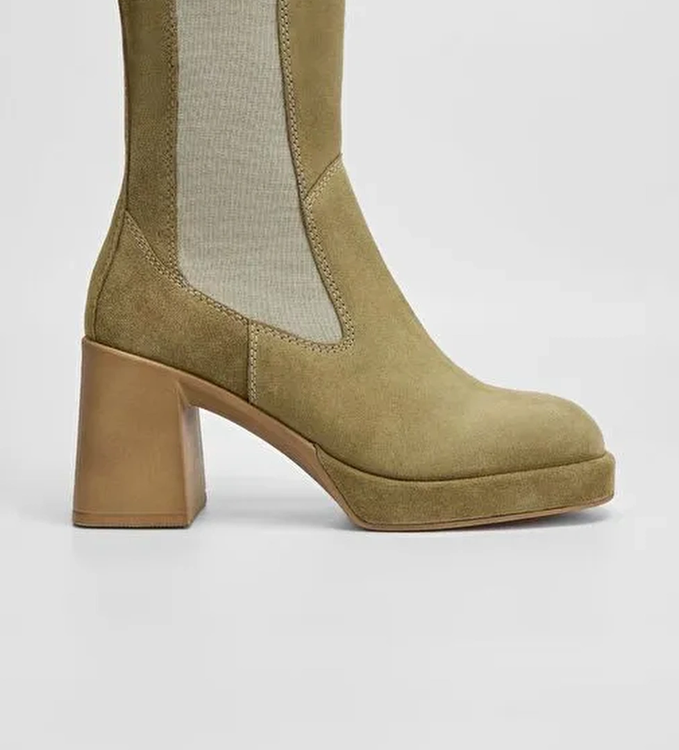 Valmenti Astrid Kadın Bej Süet Hakiki Deri Casual Bot - Görsel 1