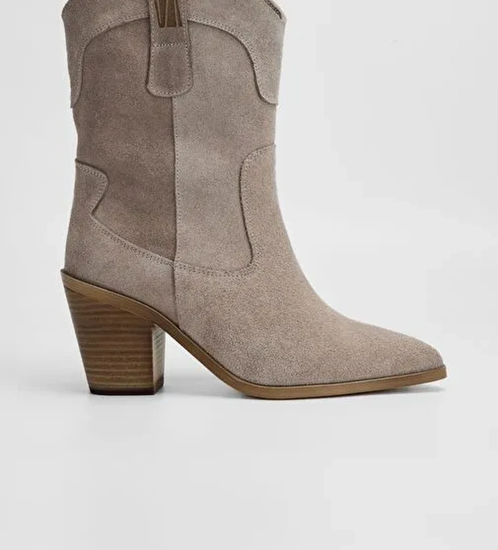 Valmenti Avıor Kadın Sampanya süet Hakiki Deri Casual Bot - Görsel 1