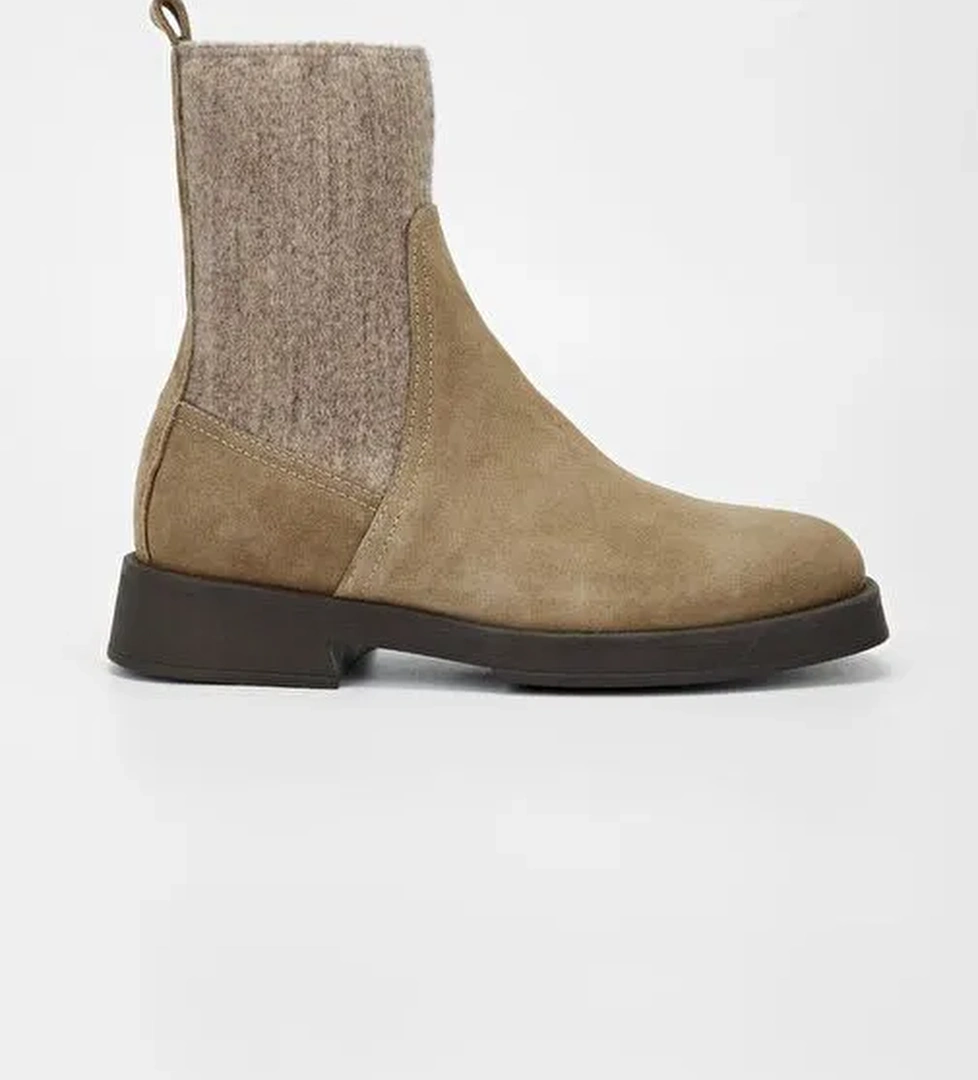 Valmenti Kadın Vizon Süet Hakiki Deri Casual Bot - Görsel 1