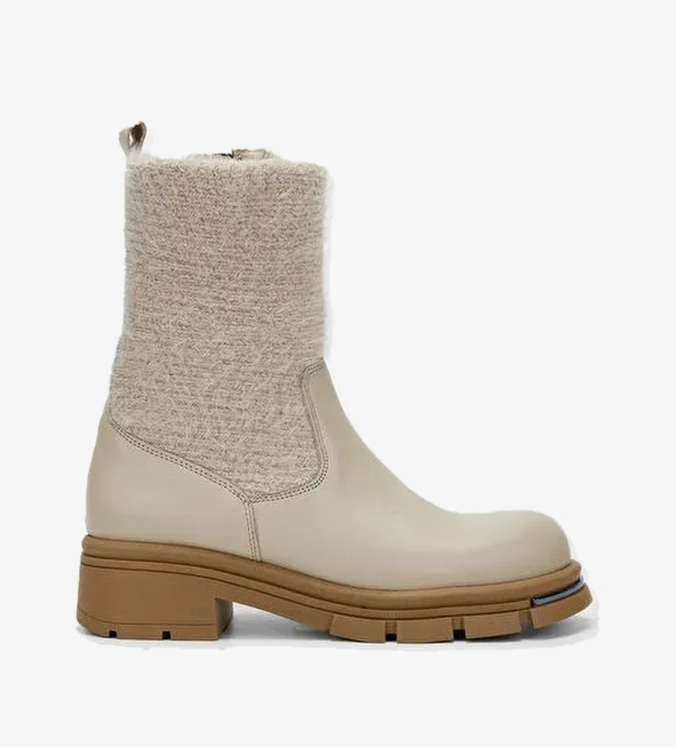 Valmenti Kadın Bej Hakiki Deri Casual Bot - Görsel 1