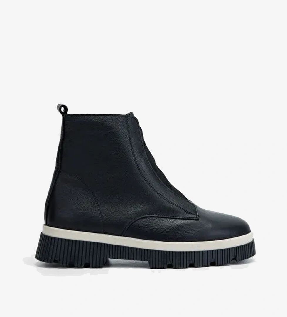 Valmenti Kadın Siyah Floter Hakiki Deri Casual Bot - Görsel 1