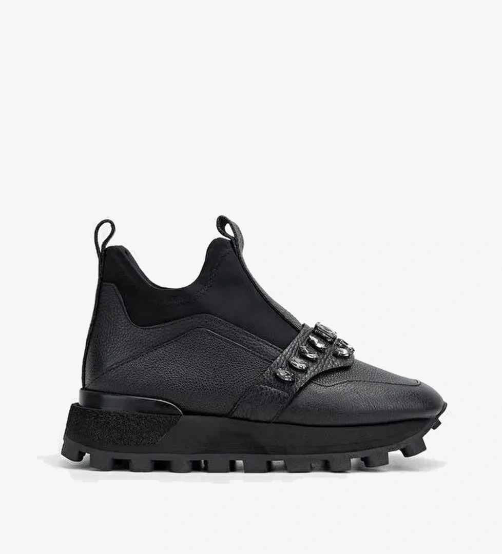 Valmenti Kadın Siyah Floter Hakiki Deri Casual Bot - Görsel 1