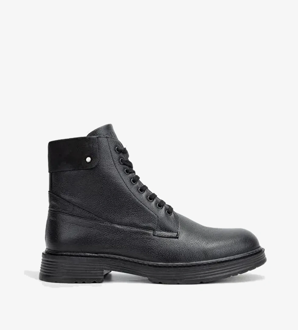 Valmenti Erkek Siyah Floter Hakiki Deri Casual Bot - Görsel 1