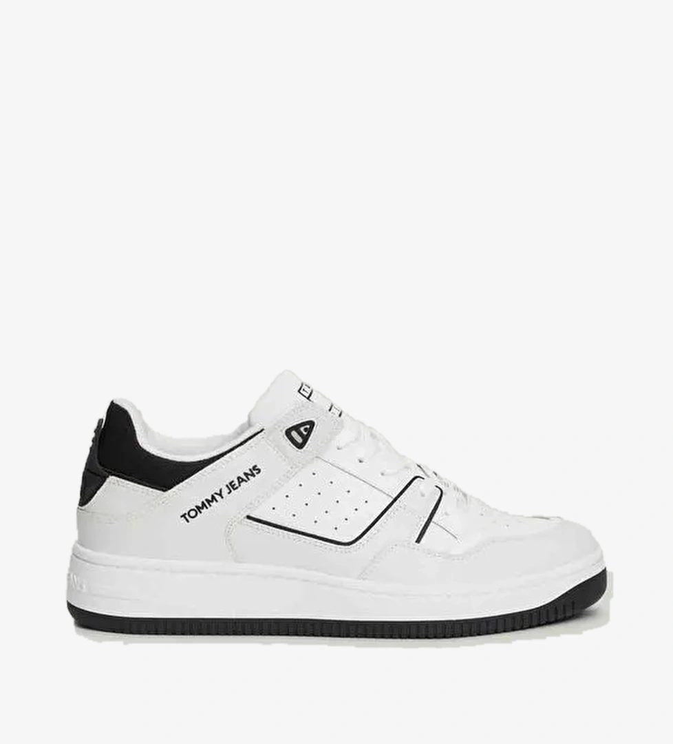 Tommy Hilfiger Beyaz-Siyah Erkek deri Sneaker TJM BASKET RETRO CUPSOLE WL - Görsel 1