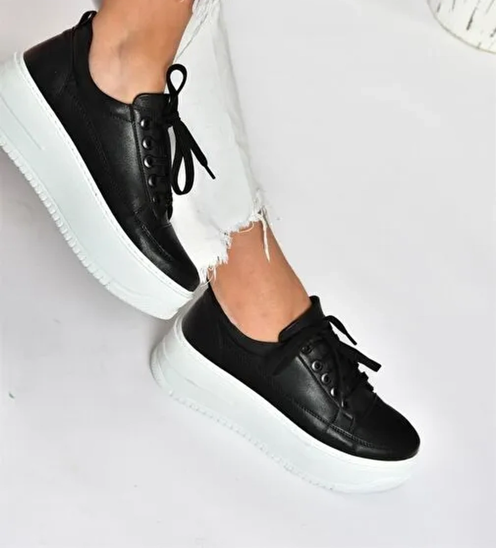 Fox Shoes Siyah-Beyaz Kadın Sneaker 10397 - Görsel 1
