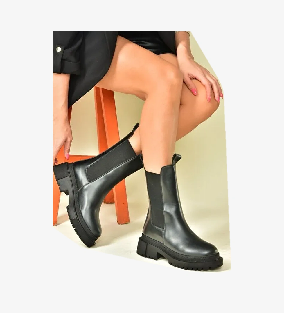 Siyah Kalın Tabanlı Günlük Kadın Bot N280349009 - Görsel 1