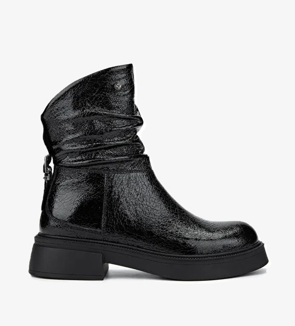 Tamer Tanca Kadın Hakiki Deri Siyah Rugan Casual Bot - Görsel 1