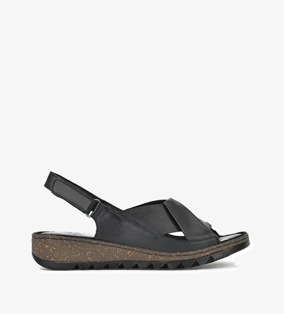 Ziya Siyah Kadın Deri Sandalet 1311008 018_000 - Görsel 1