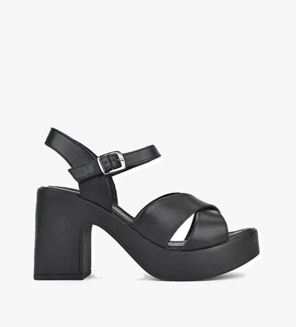 Ziya Siyah Kadın Deri Topuklu Sandalet 121992 28000_000 - Görsel 1